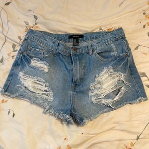 Forever 21 Ripped Distressed Jean Shorts